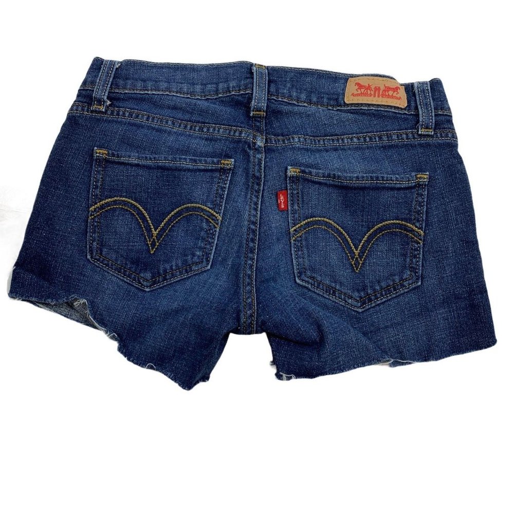 Levi's Sz 25 Cut Off Denim Shorts Raw Distress Hem - Picture 2 of 4
